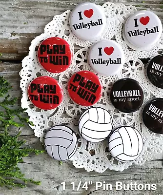 12 Volleyball Pins 1 1/4  PINBACK Buttons Team Player Party Favor USA NEW • $16.95