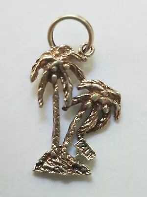 $64.99 • Buy 14k Yellow Gold California Beach Palm Tree Necklace Pendant