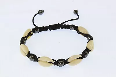 Mens/Womens Adjustable Shamballa Bracelet Cowrie Shells And 6mm Hematite Beads • £6