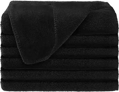 Microfiber Cleaning Cloth Black 8Pcs (12X12 Inch) Premium Polyester Soft Ultra A • $15.99