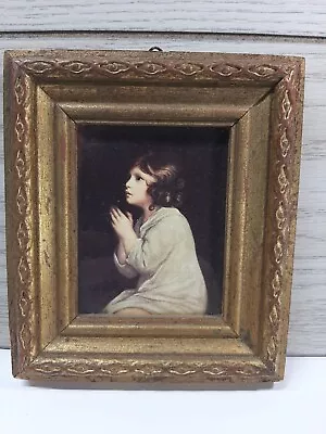 Vintage Gold Gilded Frame “The Infant Samuel  Print By Joshua Reynolds  • $13.34