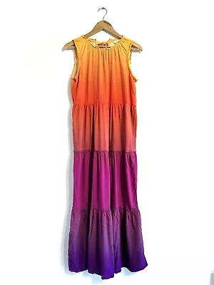 Matilda Jane Waikiki Enchanted Garden Ombre Maxi Dress Sz M Sleeveless Sunset • $48.99