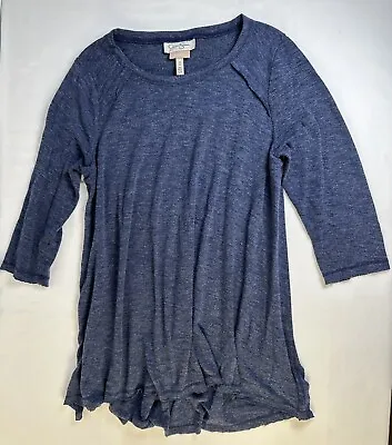 Jessica Simpson Nursing Tunic Shirt M Navy Heather Side Vent 3/4 Sleeve • $10