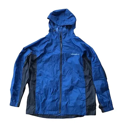 Eddie Bauer Men's Rain Jacket Full-Zip Blue/Black Shell Size Large • $23.99