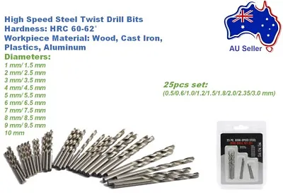 $12.49 • Buy HSS Twist Drill Bits Sets 1 2 3 4 5 6 7 8 9 10 11 12 13  *.5 Mm Wood PVC Alumin