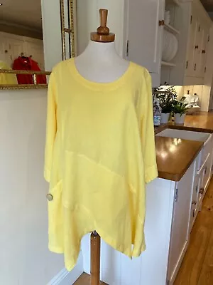 Beautiful Sahara Yellow Linen Blouse Top Tunic XL • £9.50