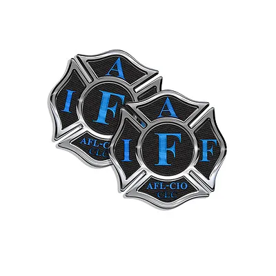 IAFF Sticker Decals 2 Pack Firefighter Intl Maltese Cross Black W Blue 4  Wide • $3.99