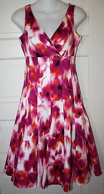 Chetta B Sz 2 Sleeveless Cotton Dress Lined Gored Flare Skirt Retro Mad Men NWOT • $29.95