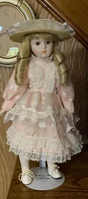 Heritage Mint Collection ASHLEY 16” Porcelain Doll Dress & Hat Stand 1998 READ • $8.95