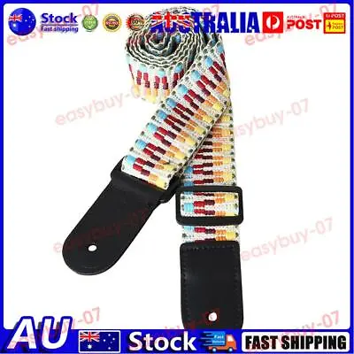 $8.51 • Buy AU Adjustable Guitar Ukulele Strap Rainbow Webbing Belt With PU Leather Ends
