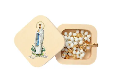 Wooden Magnet Rosary Box Lourdes With Rosary Beads • £12.90