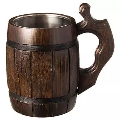 Handmade Beer Mug Oak Wood Dark Natural Ecofriendly Wooden Tankard Gift Barrel C • $41.41