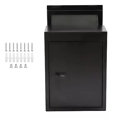 Through The Wall Drop Box With Lock Adjustable Chute Deposit Safe Mail Box Black • $69.34