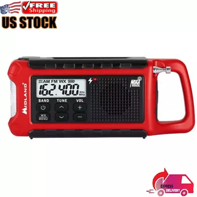 Compact Emergency Crank Weather Radio New Wireless Tech Power Bank Charger Red • $74.99