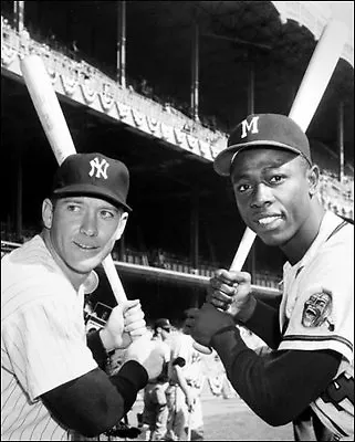 Mickey Mantle Hank Aaron Photo 8X10 - 1958 Topps Card Photo Yankees Braves • $7.95