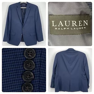 Ralph Lauren LRL Blazer Mens 46R Blue & Black Houndstooth • $19.99