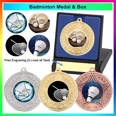 Badminton Medal In A Presentation Box Free Engraving - 5cm Trophy Award Winner • £5.97