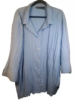 Maggie Barnes Womens Size 5X Button Up Blouse Baby Blue • $18.99