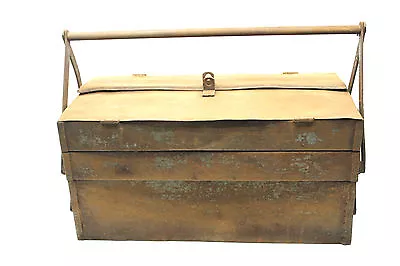 Vintage Steampunk USA Plumbers Part Metal Tool Box Mechanical Self Closing Chest • $115.99