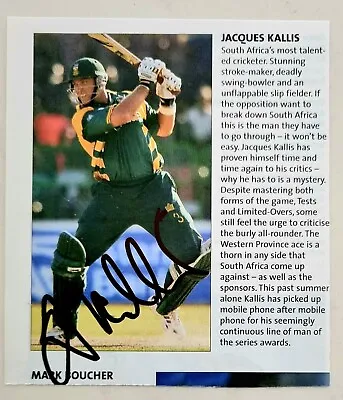 $26.90 • Buy Jacques Kallis Signed Book Tour Guide Pen Picture South Africa Cricket