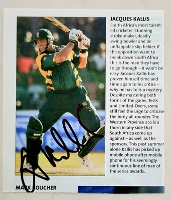 $26.90 • Buy Jacques Kallis Signed Book Tour Guide Pen Picture South Africa Cricket