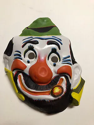 Plastic Mask Halloween Ben Cooper Vtg 50s Scary Circus Clown Collegeville Rare • $25
