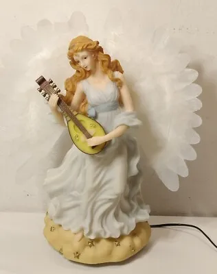 Vintage Animated Fiber Optic Angel Music Box Figurine With Wings Statue  • $24.99