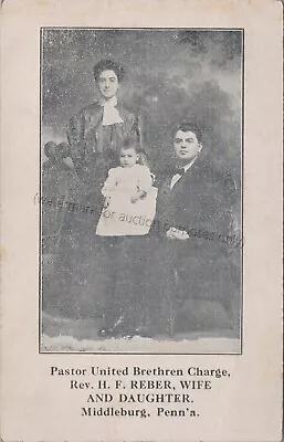 Middleburg PA: Rev HF Reber Family United Brethren Pennsylvania Postcard • $13.79