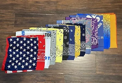 Vintage Bandana Lot Of (14) Western AOP Floral Music Handkerchief USA L👀K • $39.97