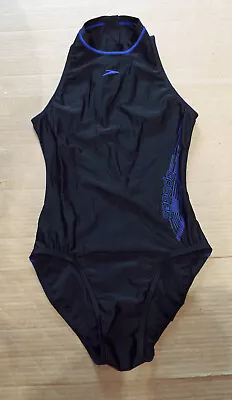 Speedo High Neck Zip Back Hydrasuit Swimsuit Size GB36  D40 - Shiny Lycra • £50