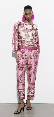 100% Authentic ZARA Floral Print Ankle Length Pants & Top Set Size: M • $89.90