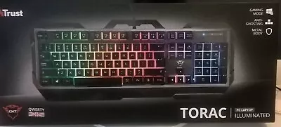  Computer Keyboard. Multi Coloured Lightup.  Metal Body. Trust Torac. Brand New. • £7