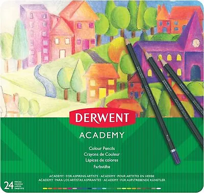 Colouring Pencils Set Of 24 In Tin Box Blendable Multicolour Artist’s Pencils • £23.99