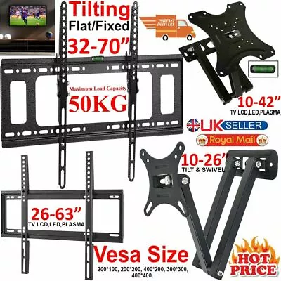 TV Wall Mount Bracket For 10 20 25 28 30 32 42 48 55 65 70 Inches All Types • £7.99