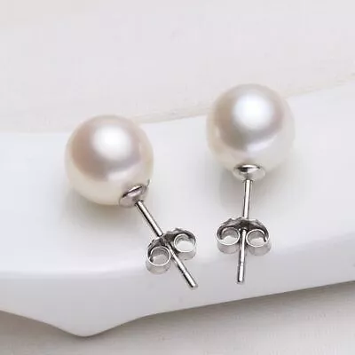 Beatutiful Pearl Stud Earrings 925 Sterling Silver Womens Girls Jewellery Gift  • £3.49