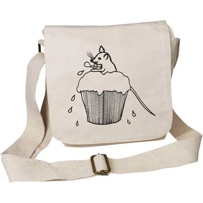 £11.99 • Buy 'Mouse In Cupcake' Small Cotton Canvas Messenger Bag (MS00042753)