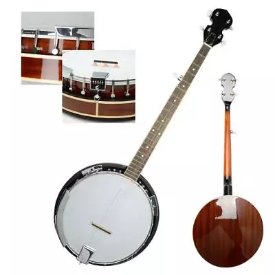 5 String Sapele & Metal Resonator Banjo With 24 Brackets Closed Back • $99.78