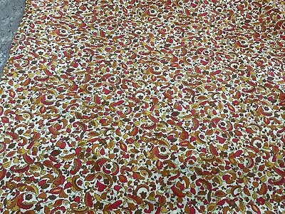 Vintage Yellow Orange Brown Florals On Beige Cotton Fabric By The HALF YARD • $4.50