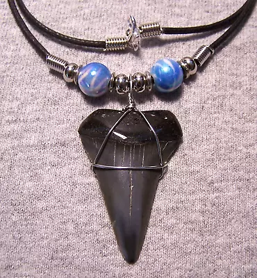 Mako Shark Tooth Necklace 1 3/4  Sharks Teeth Fossil Jaw Megalodon Scuba Diver • $20