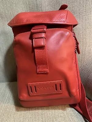 Coach Sling Bag Shoulder Bag Red Leather Fabric Never Used Men Women • $99