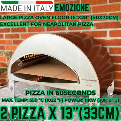 Gas Fired Pizza Oven - Large Floor 2 Pizzas X 12  - Emozione Oven Made In ITA • $1110