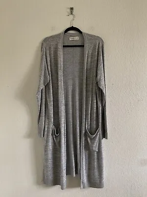 Abercrombie & Fitch Long Line Open Front Cardigan Sweater Gray Women’s Size XL • $20