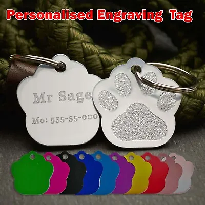 £1.69 • Buy Dog Tag Engraved Pet Tags Personalised ID Tags Name Disc Animal Cat Collar Tag