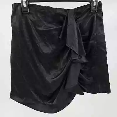 Zara Womens Skort M Cascading Ruffle Front High Waisted Skirt Zip Back Black • $14.99