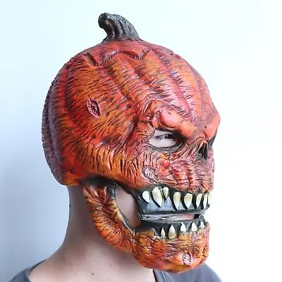 Creepy Evil Latex Pumpkin Face Mask For Adults Women Cosplay Prank Props • £11.76
