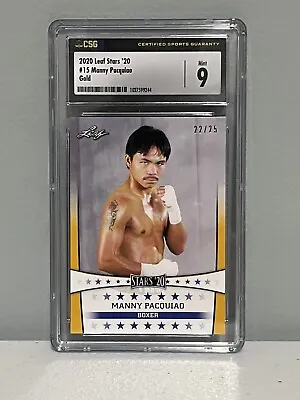 Manny Pacquiao 2020 Leaf Stars '20 Gold #15 CSG 9 Mint Plus Numbered 22/25 • $54.90