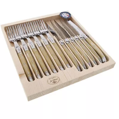 Laguiole Jean Dubost Maison Light Horn 12 Piece Steak Knife And Fork Set • $189.95