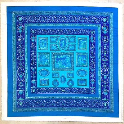 GIANNI VERSACE Blue Turquoise Velvet Fabric Panel QUADRERIA Print 57.5  • $1999.99