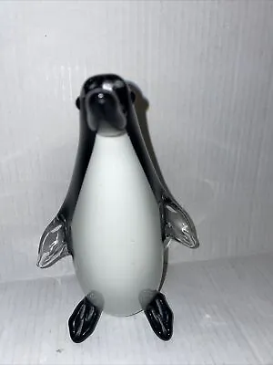 Vintage Murano Style Blown Glass Solid Penguin  6.5  Tall Used • $84.99