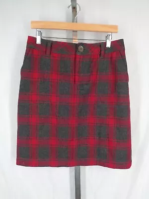 Eddie Bauer Red Gray Plaid Wool Skirt Size 6  • $29.95